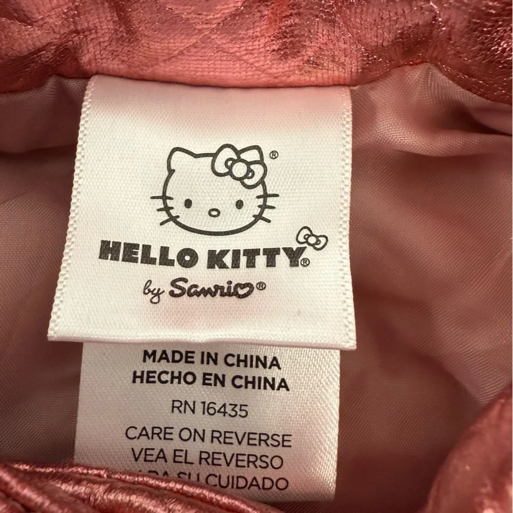 NWT Hello Kitty Metallic Quilted Vest Rose Gold Pink Girls 6 Sequin Bling Logo